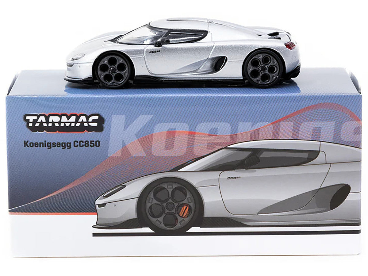 Koenigsegg CC850 Silver Metallic "Global64" Series 1/64 Diecast Model by Tarmac Works-1