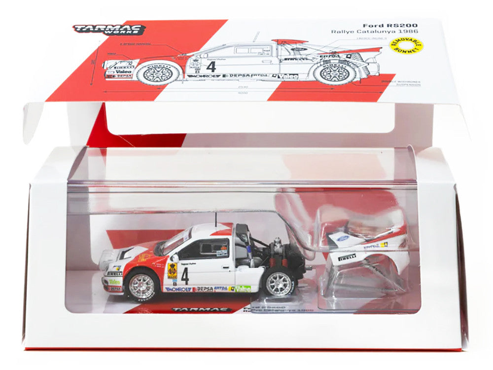 Ford RS200 #4 Antonio Zanini - Josep Autet "Rallye Catalunya" (1986) "Hobby64+" Series 1/64 Diecast Model Car by Tarmac Works 2