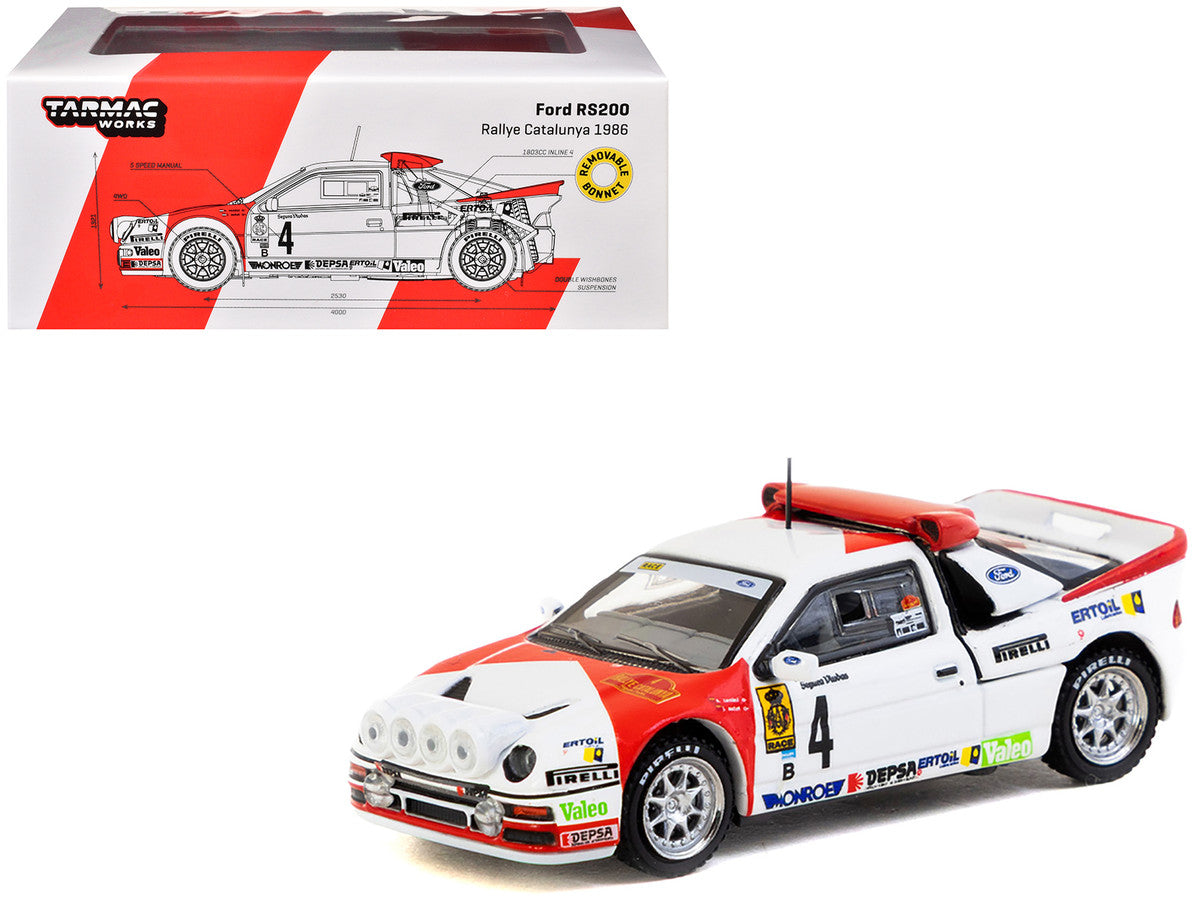 Ford RS200 #4 Antonio Zanini - Josep Autet "Rallye Catalunya" (1986) "Hobby64+" Series 1/64 Diecast Model Car by Tarmac Works 3