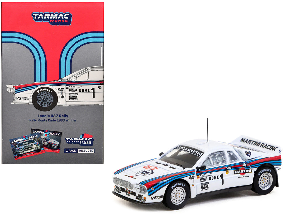 Lancia 037 Rally #1 Walter Rohrl - Christian Geistdorfer "Martini Racing" Winner "Rallye Monte-Carlo" (1983) "Hobby64+" Series 1/64 Diecast Model Car by Tarmac Works-2