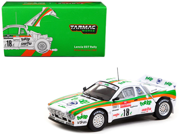 Lancia 037 Rally #18 Miki Biasion - Tiziano Siviero "Rallye Sanremo" (1983) "Hobby64" Series 1/64 Diecast Model Car by Tarmac Works-0