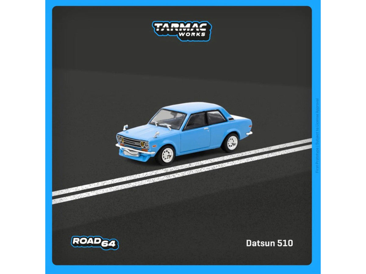 Datsun 510 Light Blue "Road64" Series 1/64 Diecast Model Car by Tarmac Works