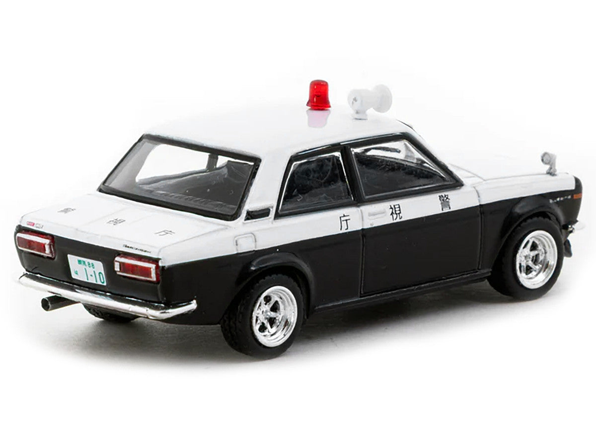 Datsun 510 "Japanese Police" Black and White "Road64" Series 1/64 Diecast Model Car by Tarmac Works-2