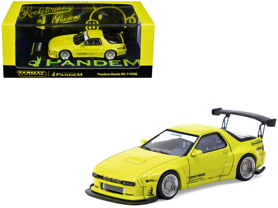 Mazda RX-7 FC3S Pandem Yellow Metallic "Road64" Series 1/64 Diecast Model Car by Tarmac Works