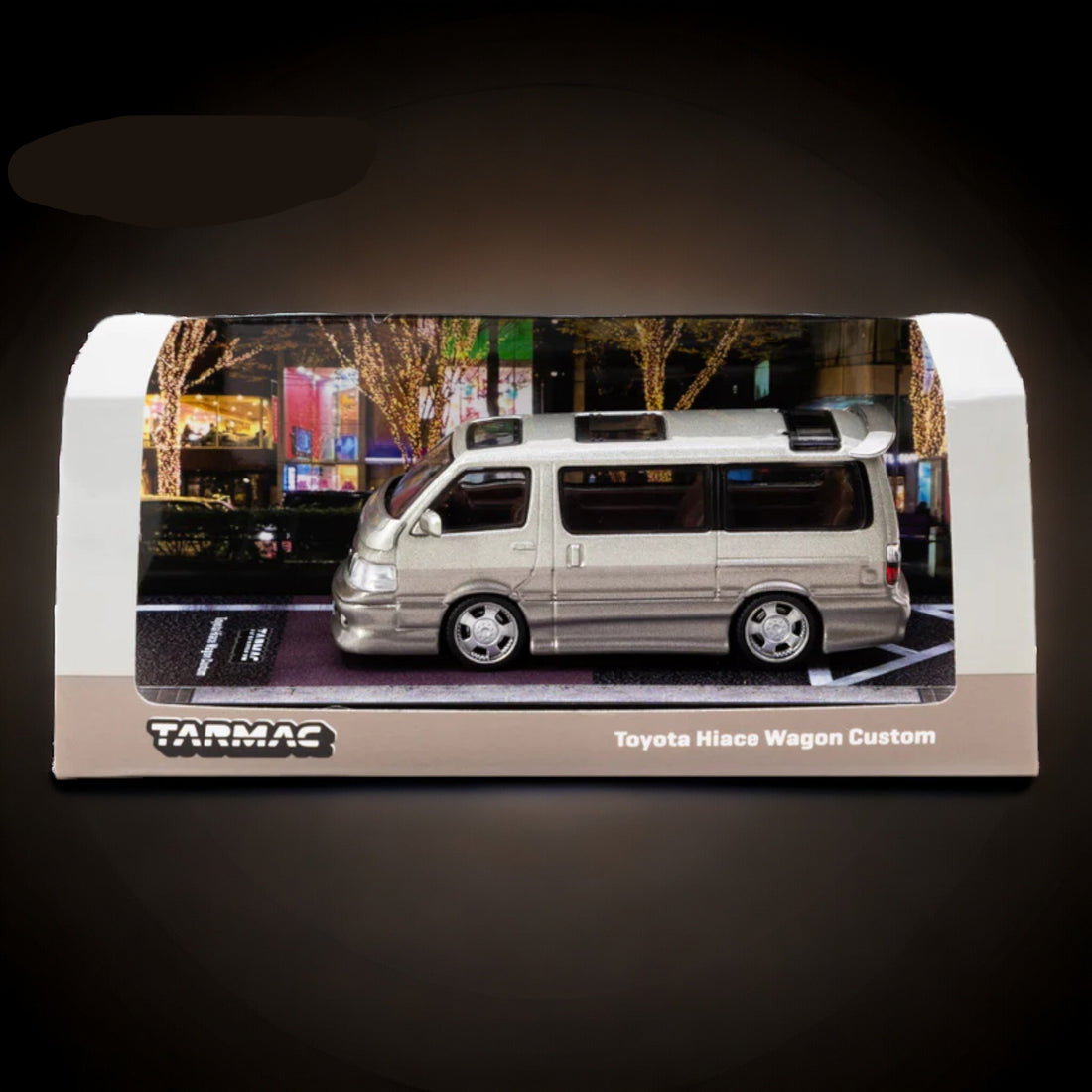 Toyota Hiace Wagon Custom in Silver/Brown 1:64 by Tarmac Works - 3