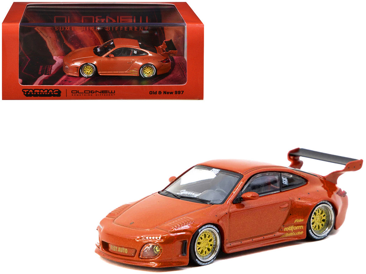 Old & New 997 Orange Red Metallic "Road64" Series 1/64 Diecast Model Car by Tarmac Works-2