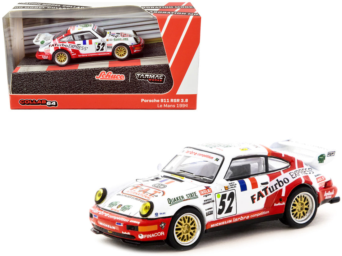 Porsche 911 RSR 3.8 #52 Jesus Pareja - Dominique Dupuy - Carlos Palau "24 Hours of Le Mans" (1994) "Collab64" Series 1/64 Diecast Model Car by Schuco & Tarmac Works-0