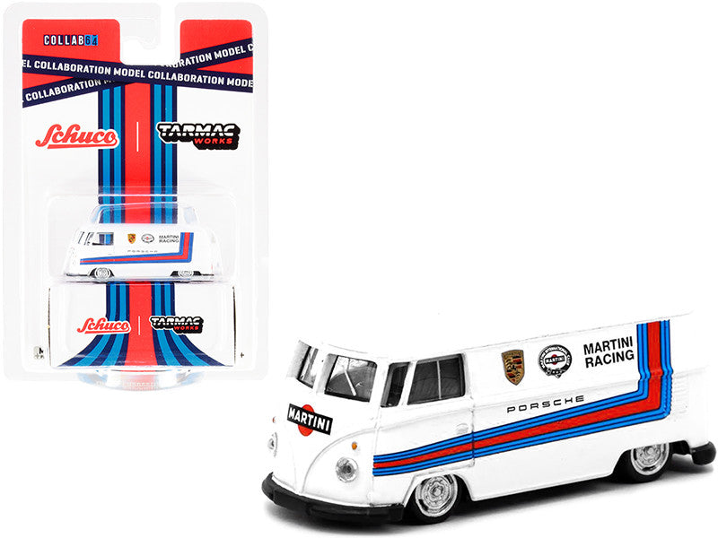 Volkswagen T1 Van Low Ride Height White with Stripes "Martini Racing" "Collaboration Model" 1/64 Diecast Model Car by Schuco & Tarmac Works-0