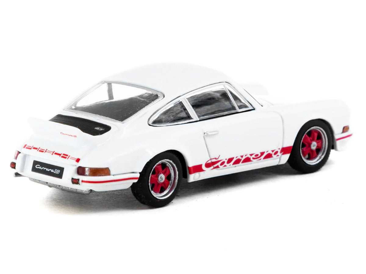 Porsche 911 Carrera RS 2.7 Lightweight White with Red Stripes "Collab64" Series 1/64 Diecast Model Car by Schuco & Tarmac Works