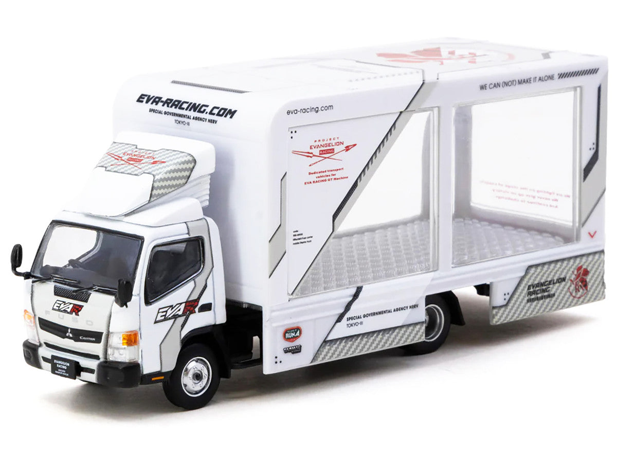 Mitsubishi Fuso Canter Mobile Display Truck RHD (Right Hand Drive) "EVA Racing" White with Graphics "Truck64" Series 1/64 Diecast Model Car by Tarmac Works-1
