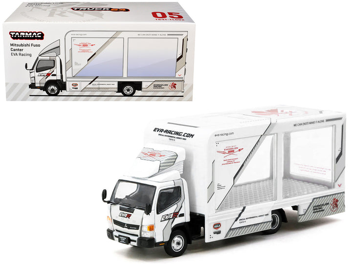 Mitsubishi Fuso Canter Mobile Display Truck RHD (Right Hand Drive) "EVA Racing" White with Graphics "Truck64" Series 1/64 Diecast Model Car by Tarmac Works-0