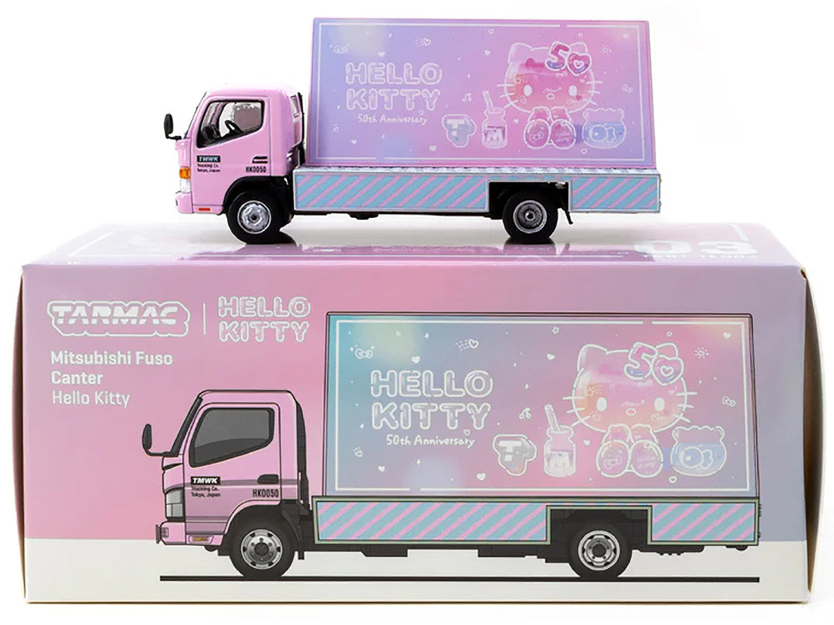 Mitsubishi Fuso Canter Mobile Ad Truck RHD (Right Hand Drive) "Hello Kitty" Pink with Graphics "Truck64" Series 1/64 Diecast Model Car by Tarmac Works-0