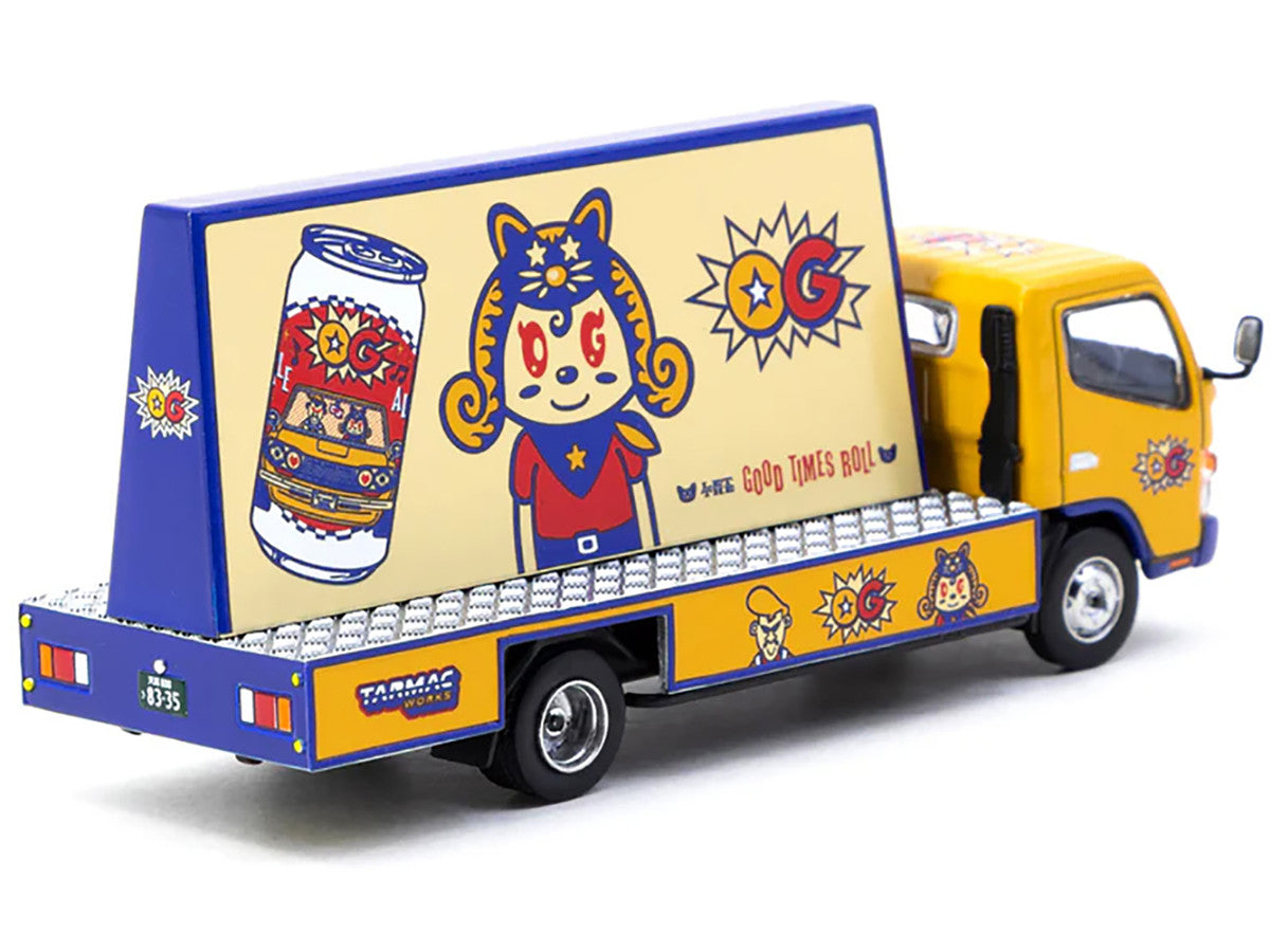 Mitsubishi Fuso Canter Mobile Ad Truck RHD (Right Hand Drive) "OG Beer" Yellow with Graphics "Truck64" Series 1/64 Diecast Model Car by Tarmac Works-1