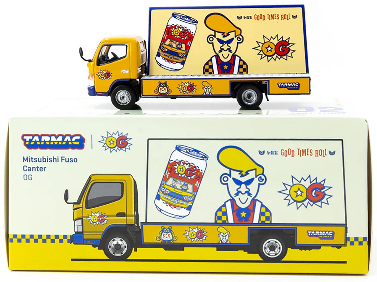 Mitsubishi Fuso Canter Mobile Ad Truck RHD (Right Hand Drive) "OG Beer" Yellow with Graphics "Truck64" Series 1/64 Diecast Model Car by Tarmac Works-0