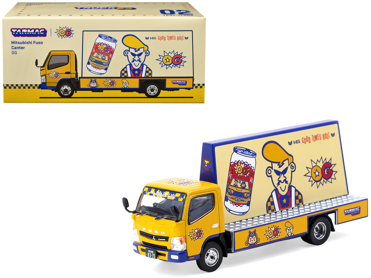 Mitsubishi Fuso Canter Mobile Ad Truck RHD (Right Hand Drive) "OG Beer" Yellow with Graphics "Truck64" Series 1/64 Diecast Model Car by Tarmac Works-2