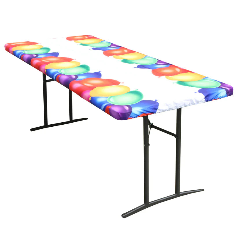 TC Plus 30 Inch Wide X 72 Inch long Balloons Fitted PEVA Vinyl Tablecloth for 6' Folding Tables