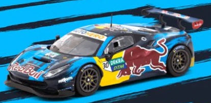 Ferrari 488 GT3 DTM 2021 Monza Race 1 Winner Red Bull #30 1:64 Diecast Model - By Tarmac Works - Left and Front View