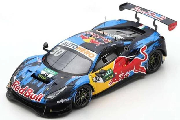 Ferrari 488 GT3 DTM 2021 Monza Race 1 Winner Red Bull #30 1:64 Diecast Model - By Tarmac Works - Top View