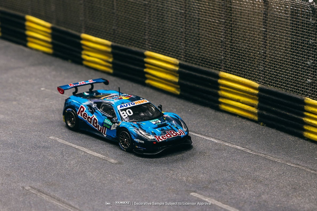 Ferrari 488 GT3 DTM 2021 Monza Race 1 Winner Red Bull #30 1:64 Diecast Model - By Tarmac Works Road View