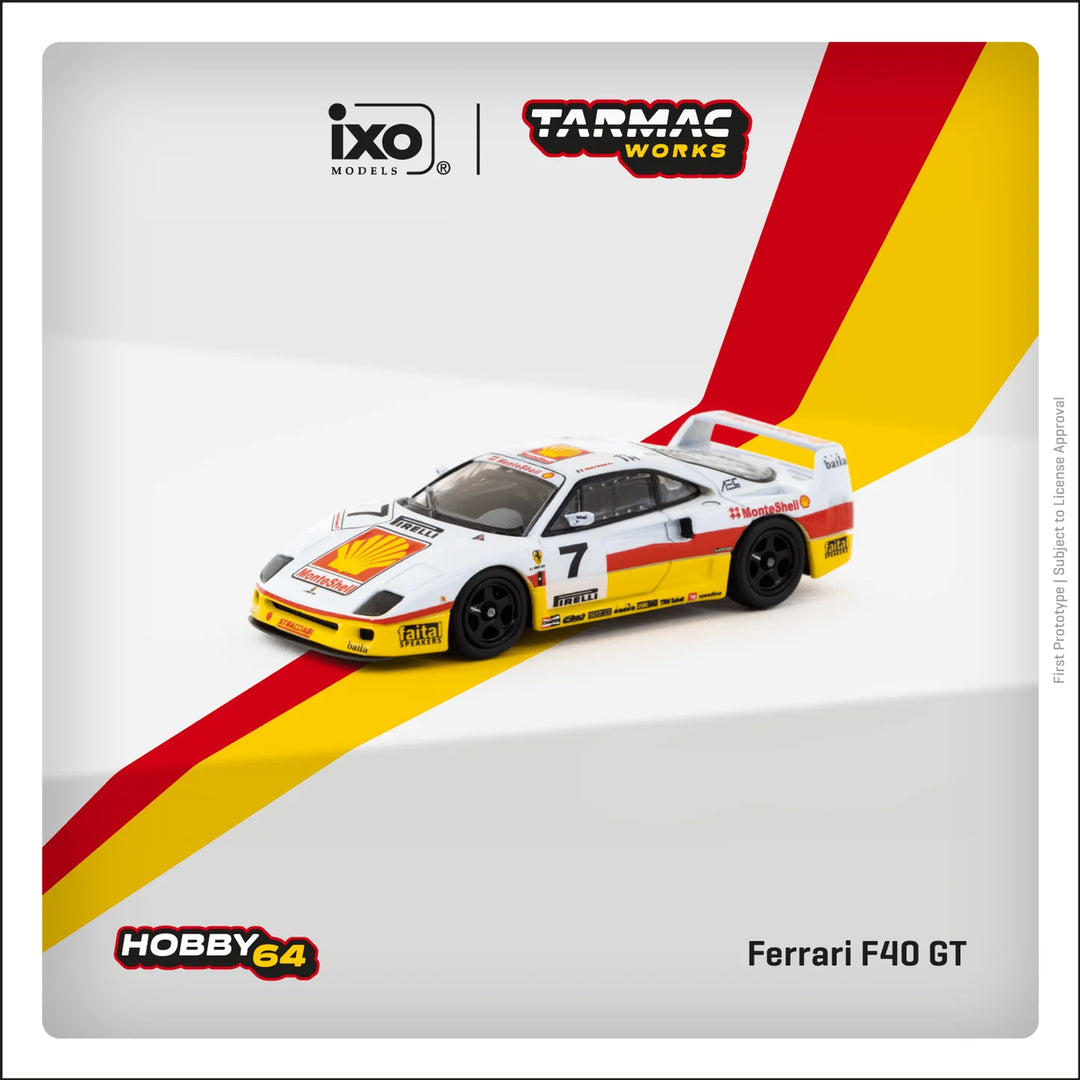 Ferrari F40 GT Italian GT Championship 1993 Shell #7 1:64 Diecast Model - By Tarmac Works