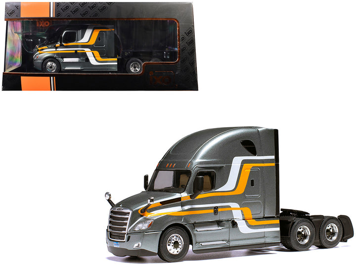 2018 Freightliner Cascadia Truck Tractor Gray Metallic with Stripes 1/43 Diecast Model by IXO Models-0