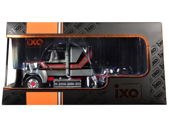 Ford 1978 LTL 9000 Truck Tractor Gray Metallic with Red and Black Stripes 1/43 Diecast Model by IXO Models 2