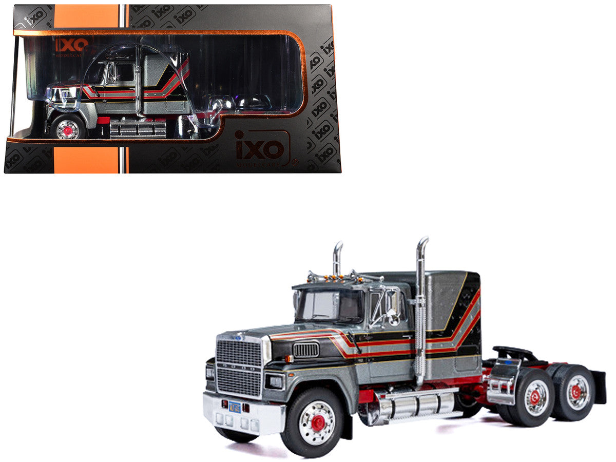 Ford 1978 LTL 9000 Truck Tractor Gray Metallic with Red and Black Stripes 1/43 Diecast Model by IXO Models 3