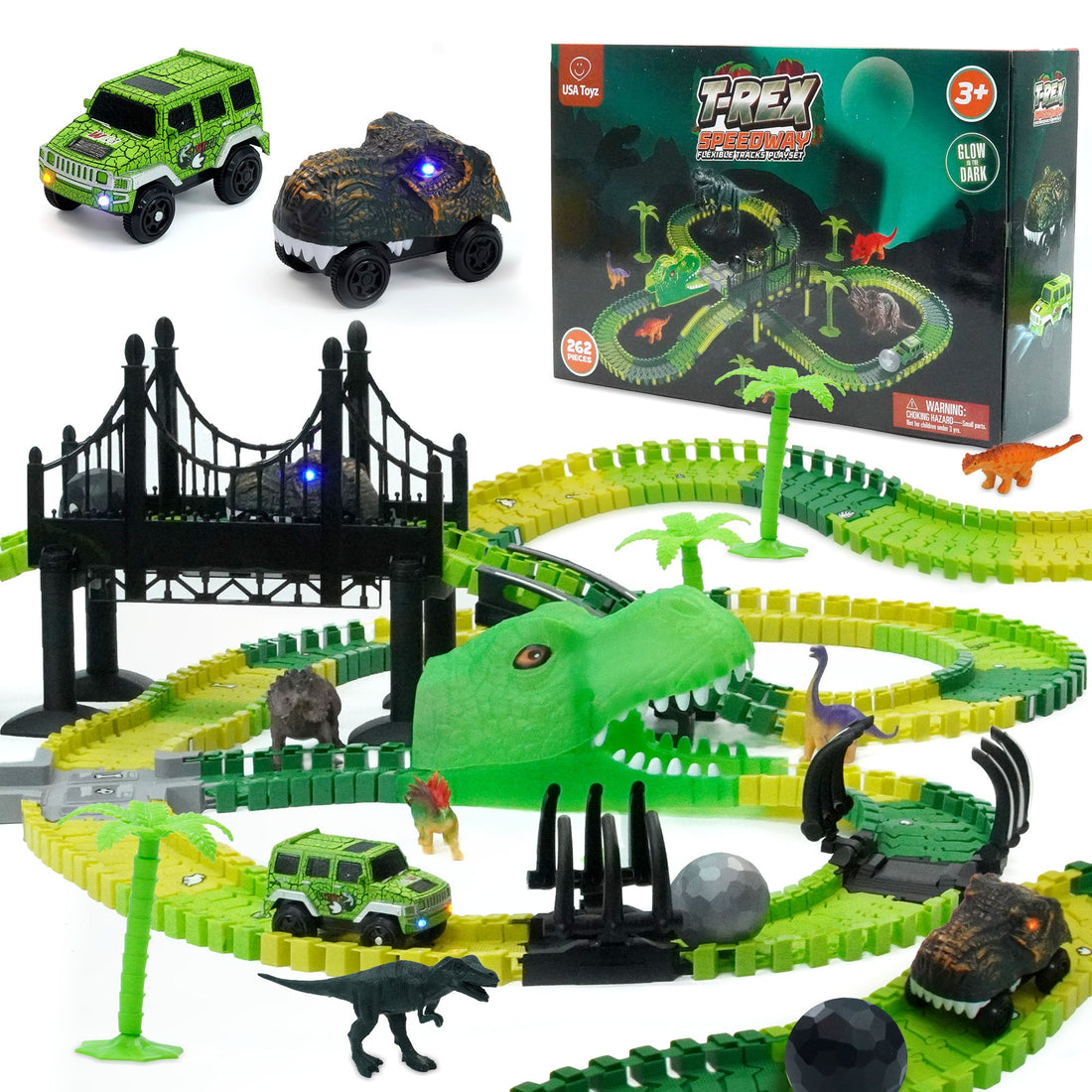 Dinosaur Race Tracks for Kids- 262pk by USA Toyz  2