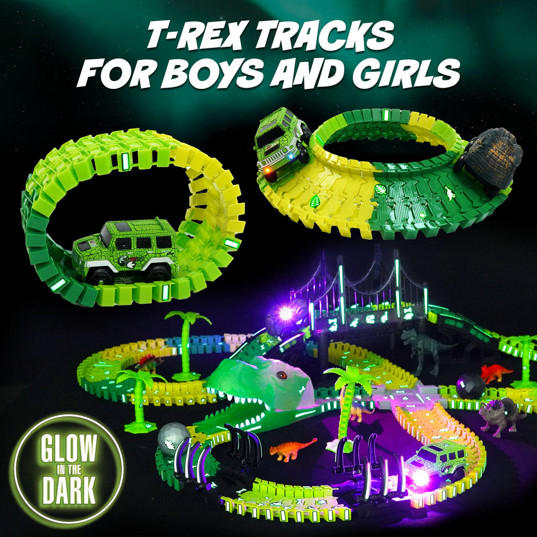 Dinosaur Race Tracks for Kids- 262pk by USA Toyz  3