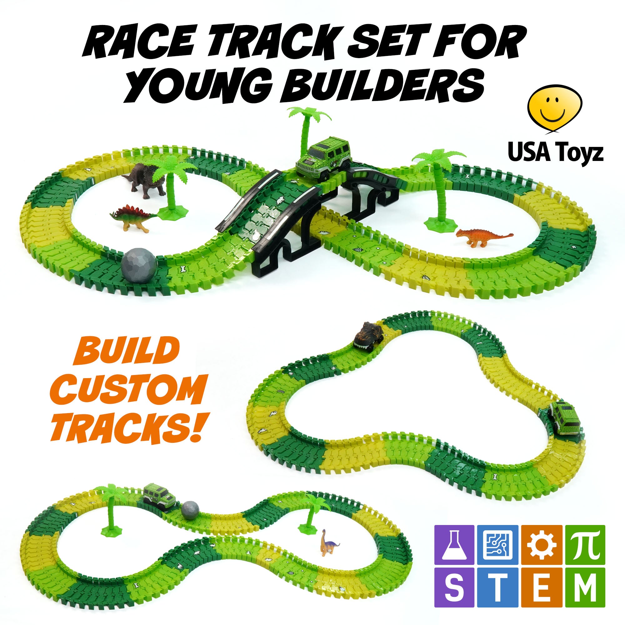 Dinosaur Race Tracks for Kids- 262pk by USA Toyz  4