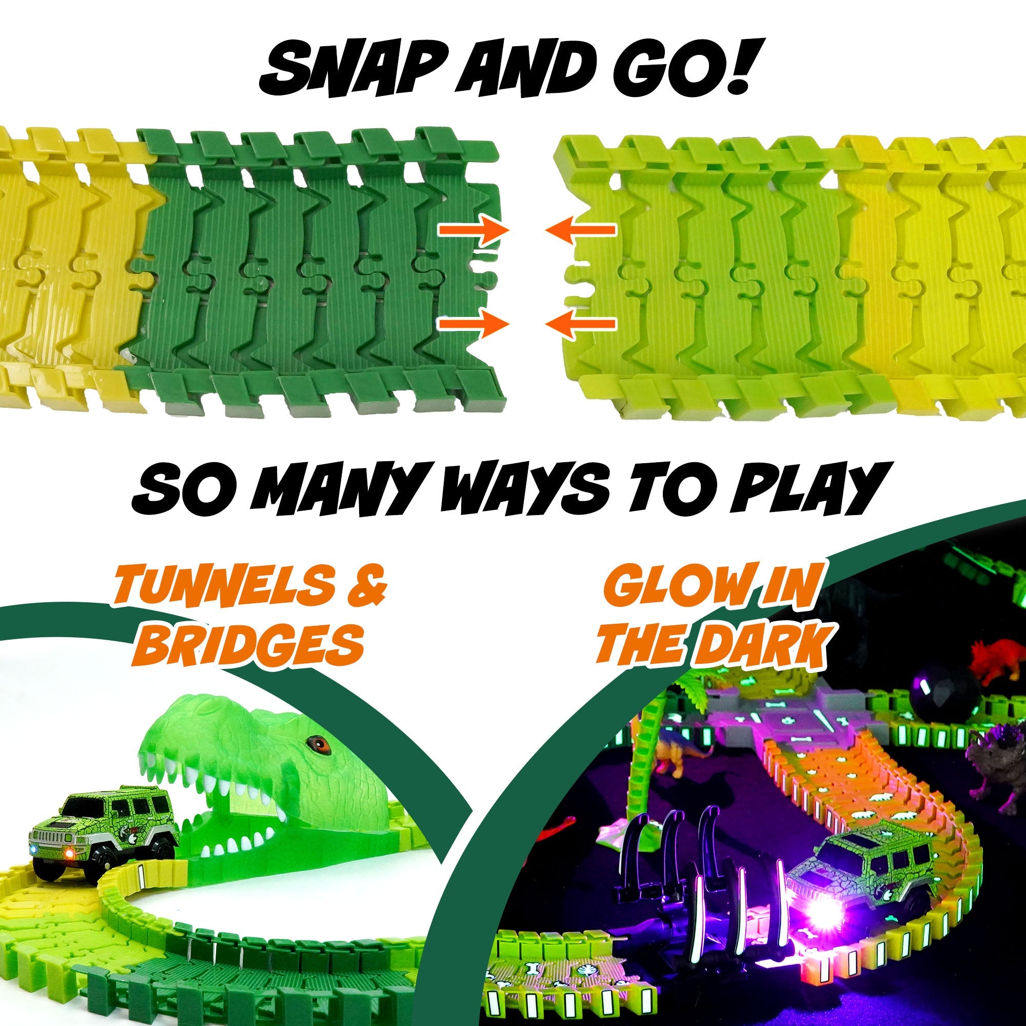 Dinosaur Race Tracks for Kids- 262pk by USA Toyz  5