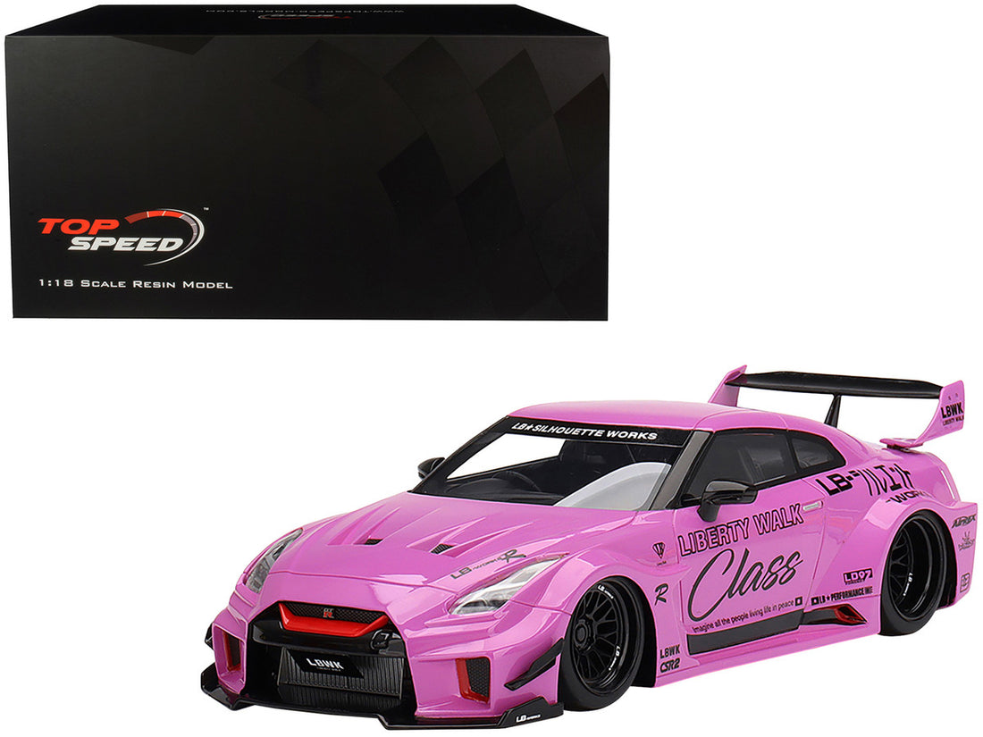 Nissan 35GT-RR Ver. 1 LB-Silhouette Works GT RHD (Right Hand Drive) "Class" Pink with Graphics 1/18 Model Car by Top Speed-0