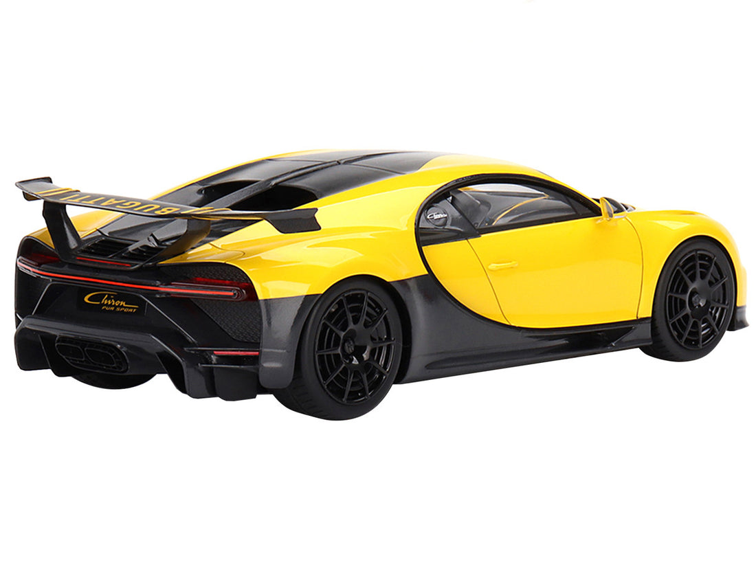 Bugatti Chiron Pur Sport Yellow and Black 1/18 Model Car by Top Speed-3