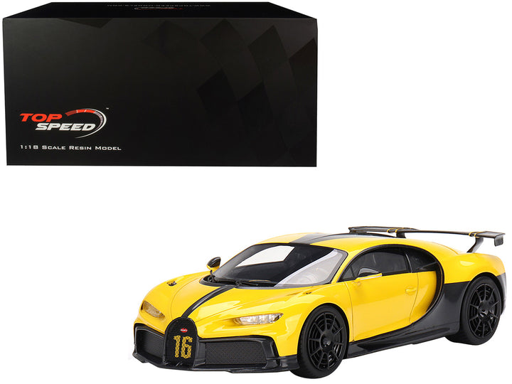 Bugatti Chiron Pur Sport Yellow and Black 1/18 Model Car by Top Speed-0