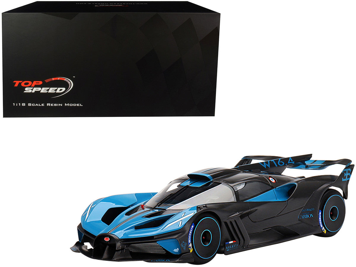 Bugatti Bolide Presentation Version Blue and Black 1/18 Model Car by Top Speed-0