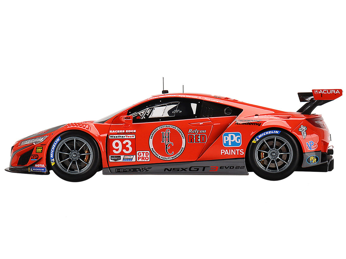 Acura NSX GT3 EVO22 #93 Ashton Harrison - Kyle Marcelli - Tom Long "WTR Racers Edge Motorsports" 12 Hours of Sebring (2022) 1/18 Model Car by Top Speed-2