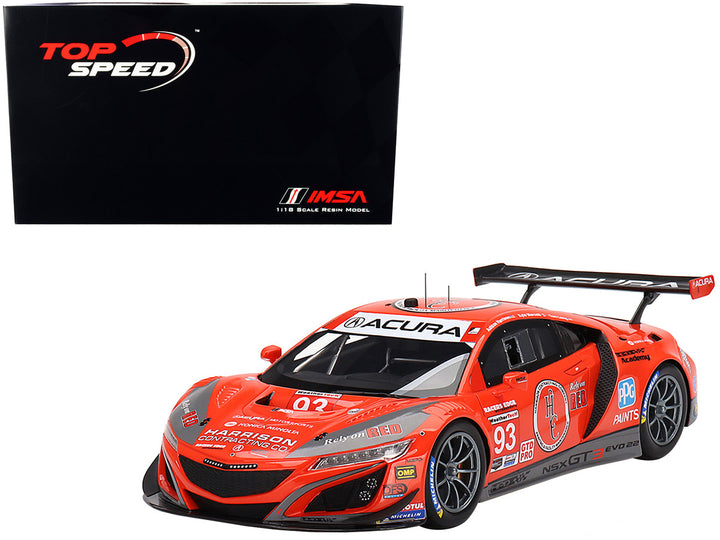 Acura NSX GT3 EVO22 #93 Ashton Harrison - Kyle Marcelli - Tom Long "WTR Racers Edge Motorsports" 12 Hours of Sebring (2022) 1/18 Model Car by Top Speed-0