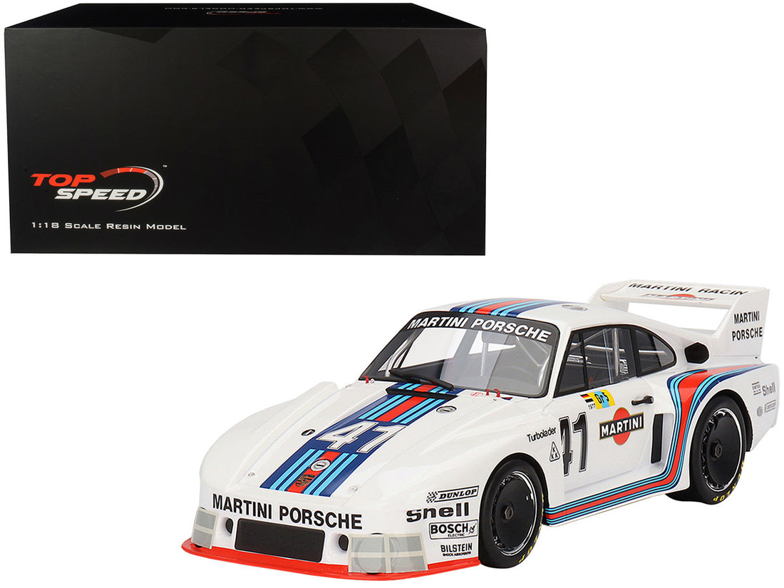 Porsche 935/77 #41 Rolf Stommelen - Manfred Schurti "Martini Racing" "24 Hours of Le Mans" (1977) 1/18 Model Car by Top Speed-0