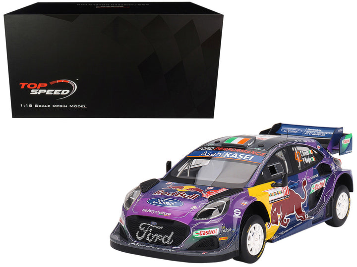 Ford Puma Rally1 #42 Craig Breen - Paul Nagle "M-Sport Ford WRT" 2nd Place "Rally Italia Sardegna" (2022) 1/18 Model Car by Top Speed-0