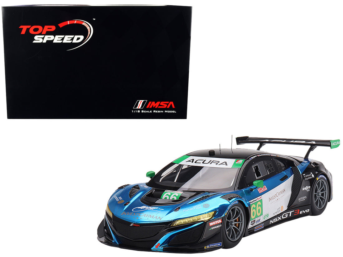 Acura NSX GT3 EVO22 #66 Till Bechtolsheimer - Mario Farnbacher - Marc Miller - Kyffin Simpson "Gradient Racing" IMSA GTD "24 Hours of Daytona" (2022) 1/18 Model Car by Top Speed-0