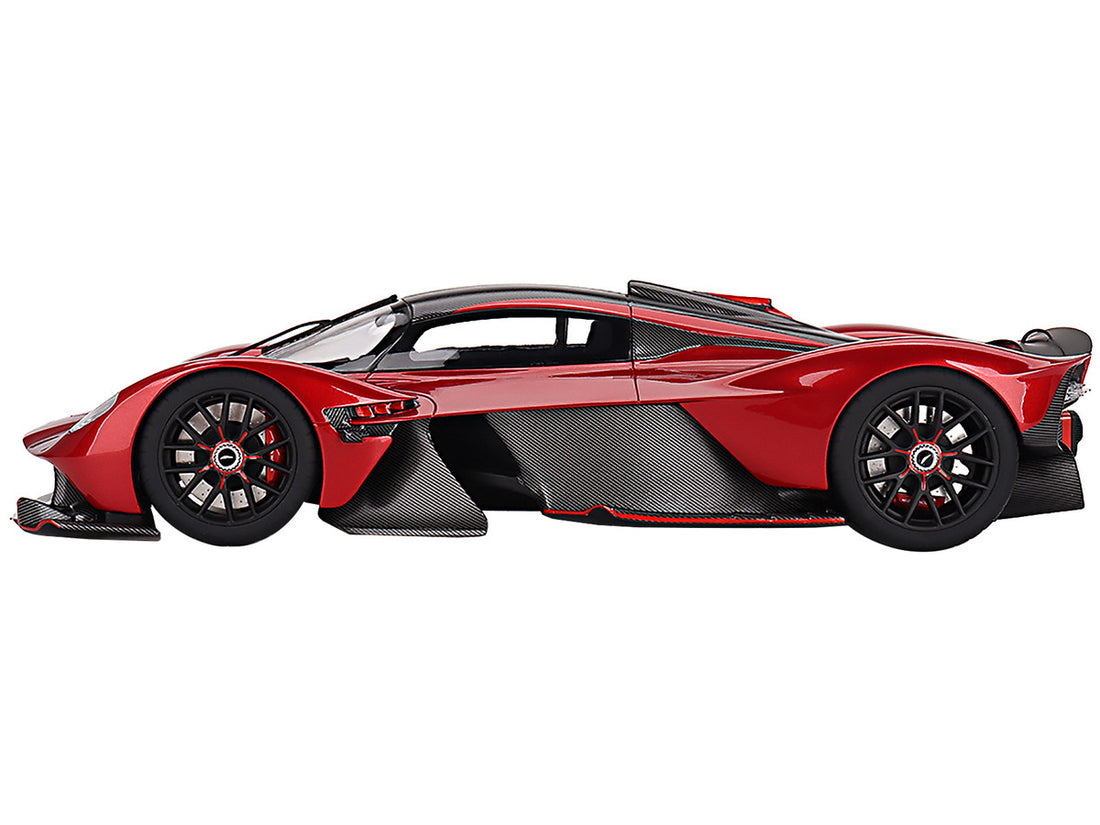 Aston Martin Valkyrie Hyper Red Metallic and Carbon 1/18 Model Car by Top Speed-2