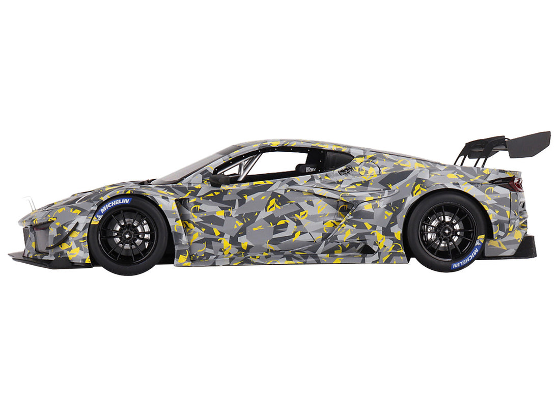 Chevrolet Corvette Z06 GT3.R Gray and Yellow Graphics "Sebring Test Car" (2022) 1/18 Model Car by Top Speed-0