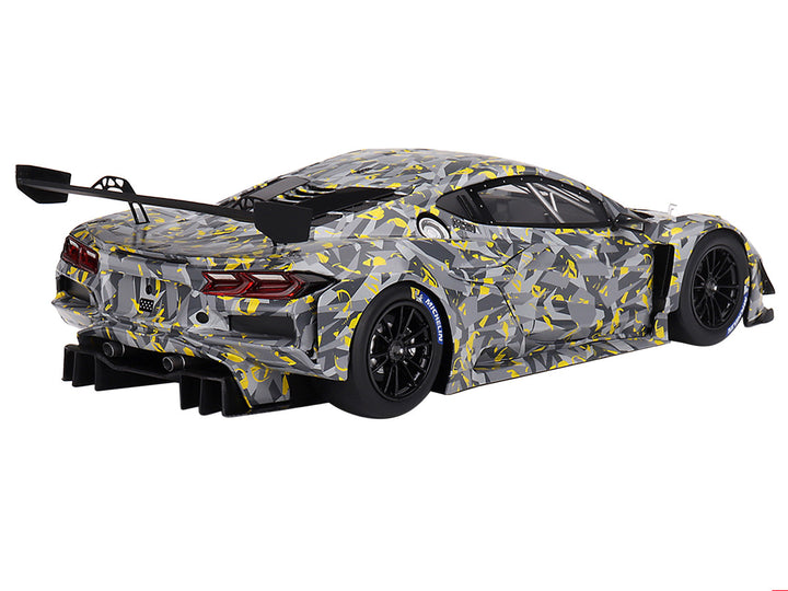 Chevrolet Corvette Z06 GT3.R Gray and Yellow Graphics "Sebring Test Car" (2022) 1/18 Model Car by Top Speed-1