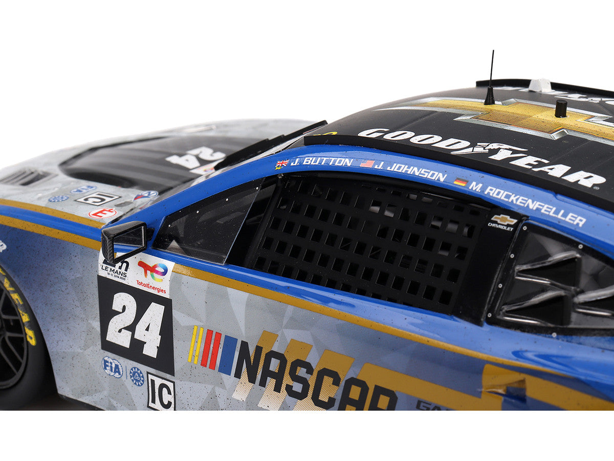 Chevrolet Camaro ZL1 #24 Jenson Button - Jimmie Johnson - Mike Rockenfeller (Post-Race Weathered Version) "Hendrick Motorsports - NASCAR Next Gen Garage 56" Innovative "24 Hours of Le Mans" (2023) 1/18 Model Car by Top Speed-3