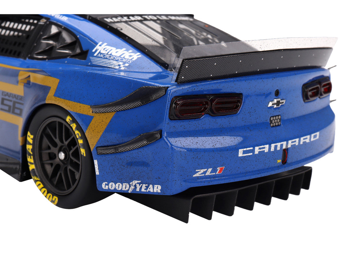 Chevrolet Camaro ZL1 #24 Jenson Button - Jimmie Johnson - Mike Rockenfeller (Post-Race Weathered Version) "Hendrick Motorsports - NASCAR Next Gen Garage 56" Innovative "24 Hours of Le Mans" (2023) 1/18 Model Car by Top Speed-2