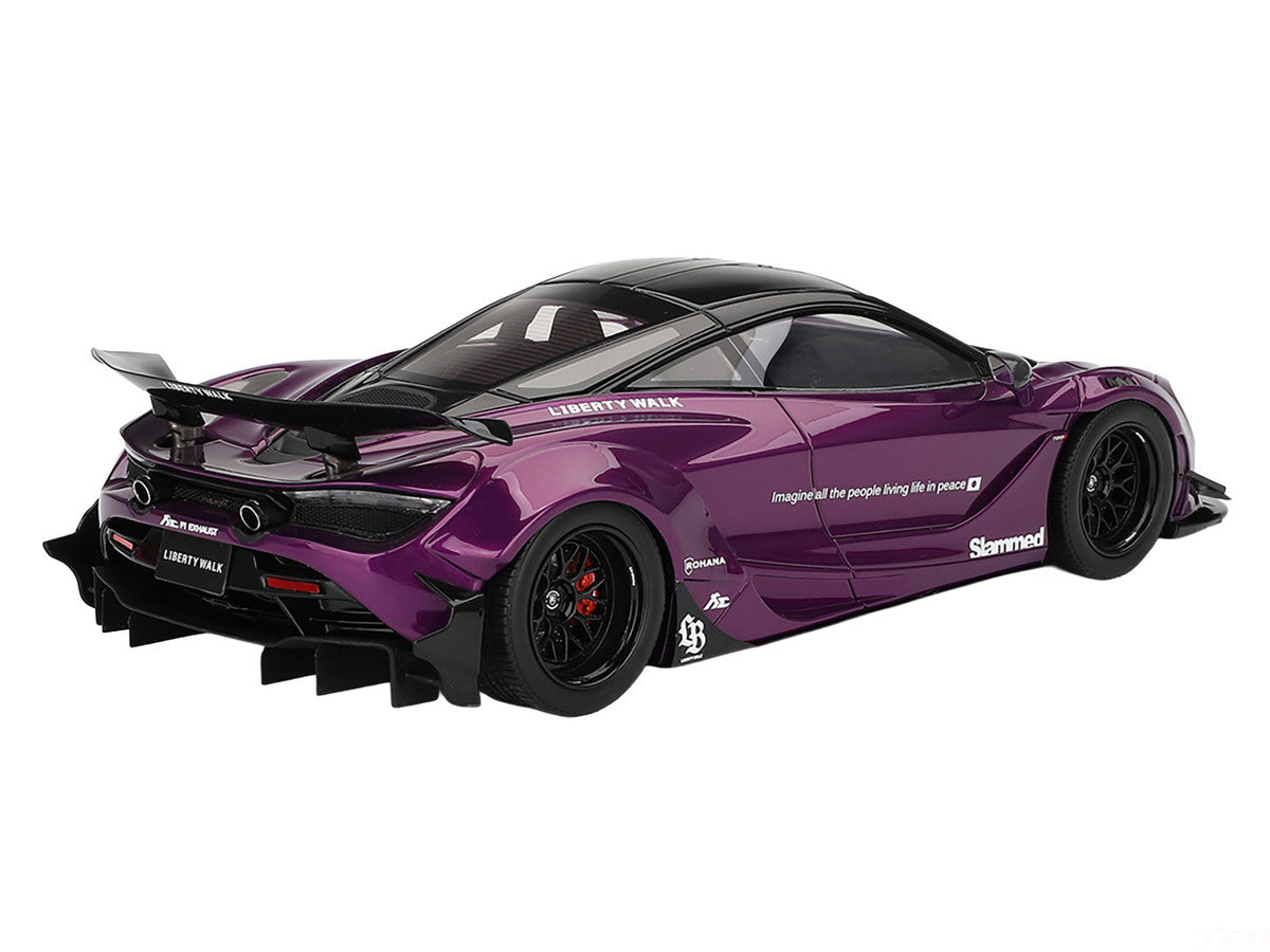 McLaren 720S "LB-Works" Purple Metallic with Black Top 1/18 Model Car by Top Speed 3