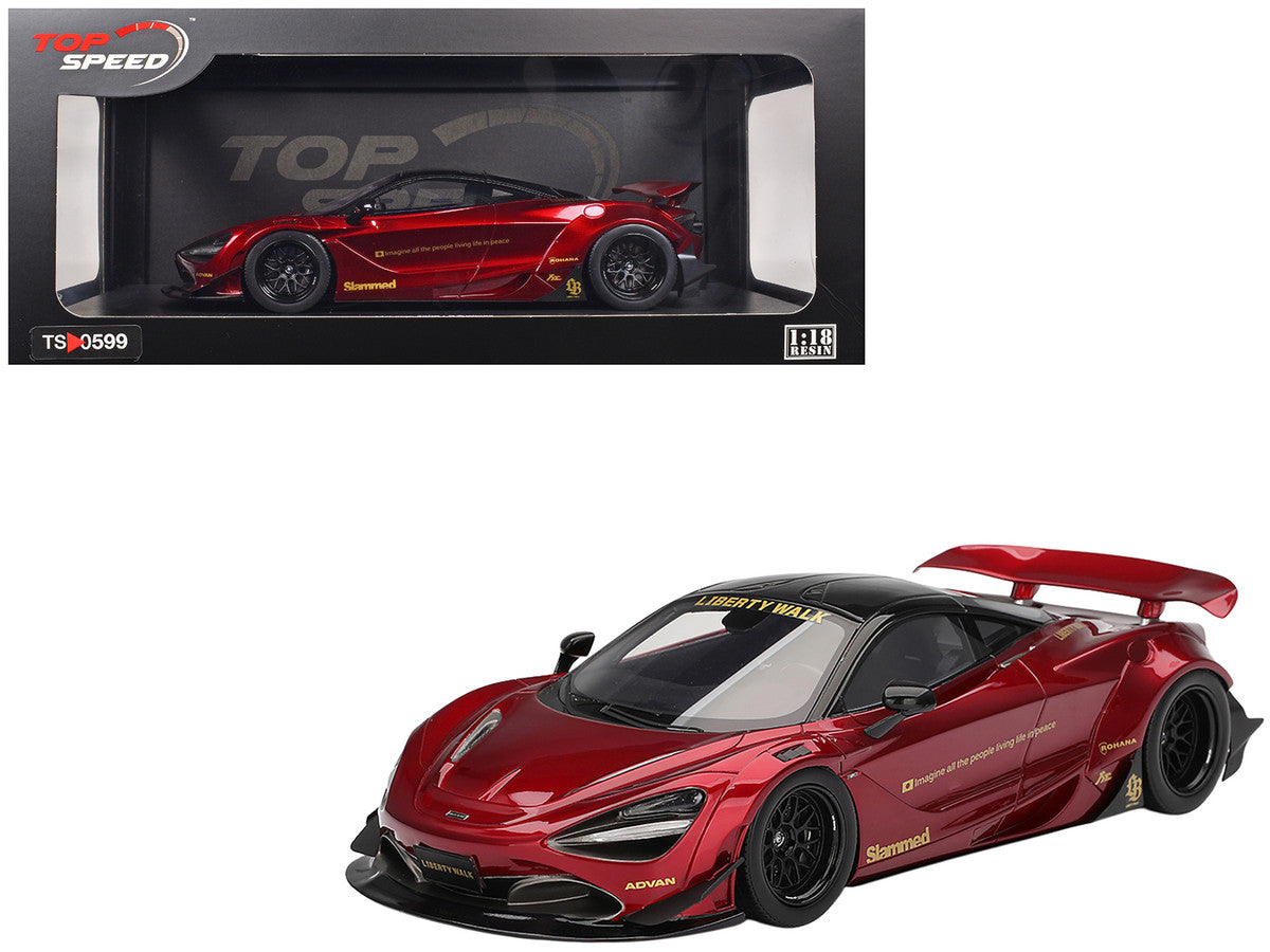 McLaren 720S "LB-Works" Gem Red Metallic with Black Top 1/18 Model Car by Top Speed 4