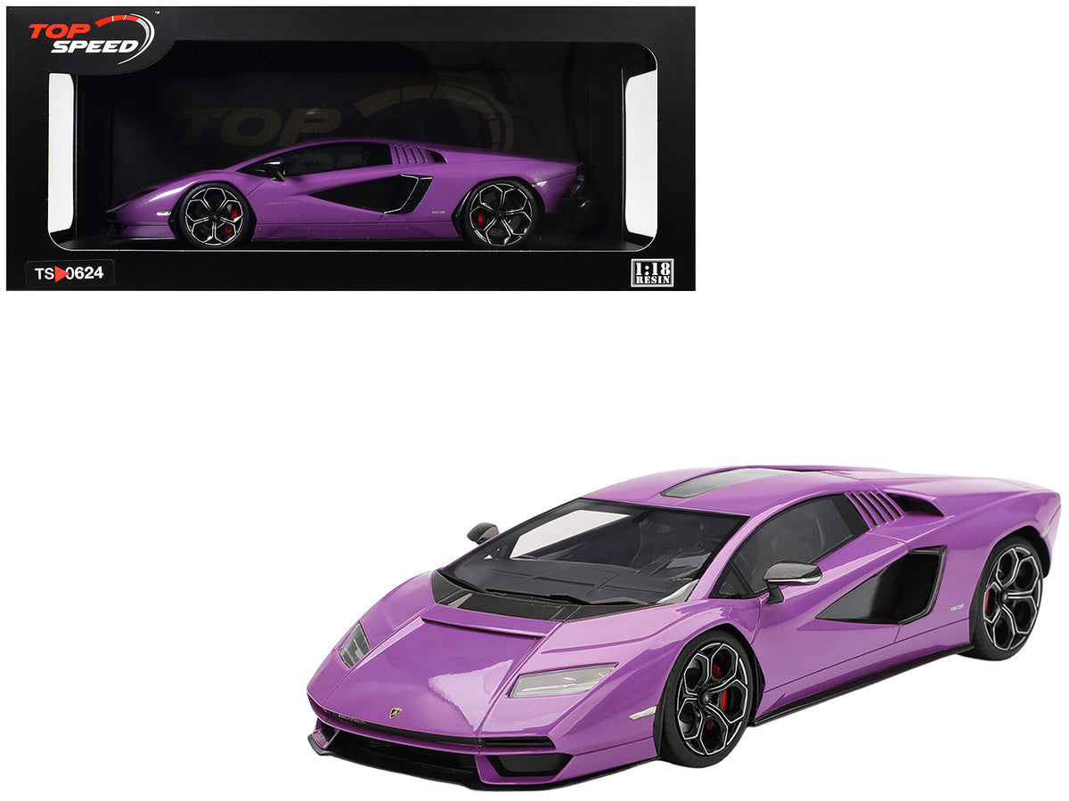 Lamborghini Countach LPI 800-4 Viola 30th Purple Metallic 1/18 Model Car by Top Speed 5