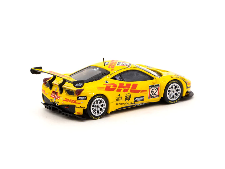Tarmac Works Hobby64 Ferrari 458 Italia GT3 24 Hours of Spa 2013 DHL ITEM#T64-07-13SPA52 1:64 Right Side and Rear View