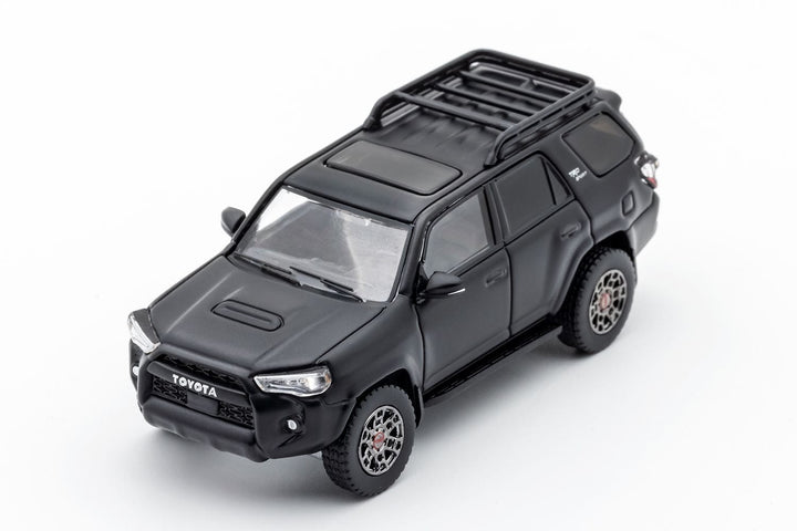 Toyota 4 Runner SUV 4x4 Off Road in Matte Black 1:64 Diecast by GCD Front View